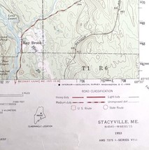 Map Stacyville Maine 1953 Topographic Geo Survey 1:62500 22 x 18&quot; TOPO3 - £35.37 GBP