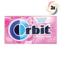 3x Packs Orbit Bubblemint Sugarfree Gum | 14 Pieces Per Pack | Fast Shipping - £8.87 GBP