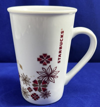 Starbucks 2013 Mug 12 OZ Christmas Poinsettias Holiday Snowflakes Coffee Tea Cup - $12.09
