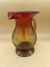 Blenko Glass Tangerine Amberina Large 9” Pitcher Vintage READ - $115.82