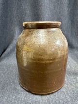 Antique Brown Glaze Stoneware Crock Jar Pottery 7” Tall Primitive Rustic - £14.50 GBP