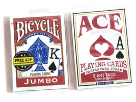 2 Sets Jumbo Giant Face Poker Decks of Playing Cards Bicycle &amp; Ace New - £18.37 GBP