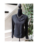 Ann Taylor LOFT Blouse Women S Black Long Sleeve Pullover Work Office Top - $24.75