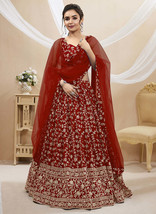 Beautiful Bridal Red Sequence Embroidery Wedding Lehenga Choli403 - £82.57 GBP