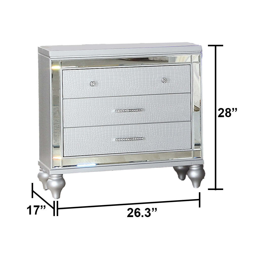 Blaze Full Bedroom Set | Upholstered Modern LED 4 Pc Metallic Gray Wood Item image 5