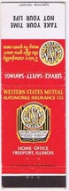 Matchbook Cover Western States Mutual Automobile Insurance Freeport Illinois - £0.76 GBP