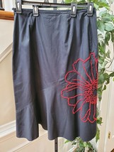 Casual Corner Womens Black Cotton Embroidered A Line Casual Knee Length Skirt 14 - £22.01 GBP