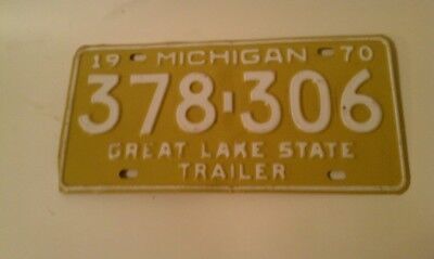 1970 MICHIGAN STATE TRAILER LICENSE PLATE 378-306 CHEVY PONTIAC DODGE GR... - $14.40