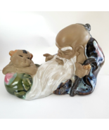 Vintage WuCai Chinese Shiwan Mudman Art Pottery Confucius w/Boy Wisdom - $26.94 CAD