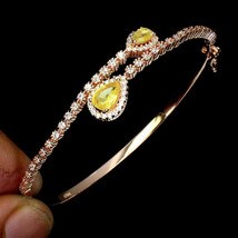 5 Ct Simulated Pear Cut Yellow Citrine Tennis Bracelet925 Silver Gold Plated  - £159.12 GBP