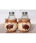 Western Native American Buffalo Bison Canister Jars Salt Pepper Shakers ... - €24,91 EUR
