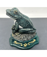Vintage Green With Gold Trim Painted Cast Iron Frog Door Stop w Wedge 3.... - €20,45 EUR