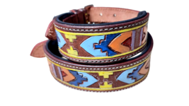 STG Genuine Leather Handmade Multicolor | Rainbow | Dog Collar For Unisex Dogs - £26.55 GBP+