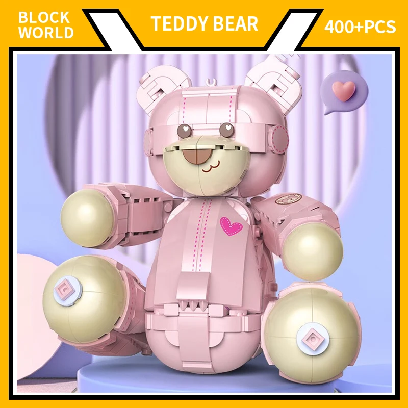 NEW Teddy Bear Building Pink Bears Block Cute 3D Plastic Figurines for C... - £54.31 GBP
