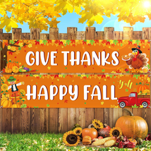 2 Pieces Large Happy Fall Banner Happy Thanksgiving Party Decorations Ha... - £12.10 GBP