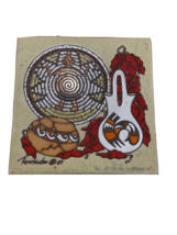 Southwestern Ceramic Wood Framed Tile Trivet Vintage 1983 Teissedre Hispanic  - £13.28 GBP