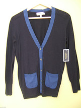 NWT Juicy Couture Midnight Blue Black Sexy Colorblock Cardigan Sweater M $138 - £63.34 GBP