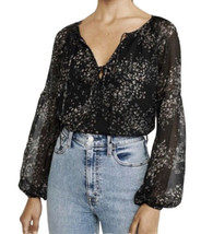 Abercrombie &amp; Fitch Chiffon Semi Sheer Floral Print Long Puff Sleeve Blouse S - £12.55 GBP