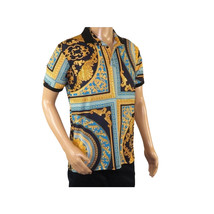 Mens PLATINI Sports Polo Shirt With Rhine Stones Fancy Medallion DPP8241 Black image 3