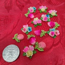 14X Vintage Petite Celluloid Plastic Flowers N Fruit Embellishments Japa... - €8,61 EUR