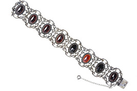 7&quot; 1920&#39;s Austrian 800 Silver Garnet Bracelet - $265.07