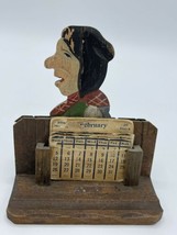 Vintage Wooden Babushka Desk Calendar Date Day Craved Made Japan - £14.38 GBP