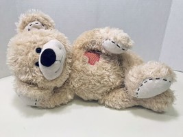 Build A Bear Workshop Champ Gingham Patch Heart Shaggy Plush Stuffed Teddy Bear - £10.38 GBP