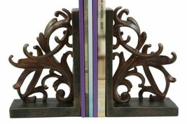 Vintage Ornate Scroll Bookends Set Scroll Art Statue Pair 7.5&quot;H Classical Design - £39.86 GBP