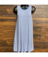 New Time And Tru Women Blue White Stripe Dress Knit With Pockets Coastal Beach - $11.40