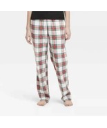 Wondershop Cozy Fleece Off White Tartan Plaid PJ Pajama Pants Women&#39;s XL. K - £7.00 GBP
