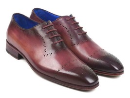 Paul Parkman Mens Shoes Burgundy Hand-Painted Classic Brogues Handmade ZLS35BUR - £321.70 GBP