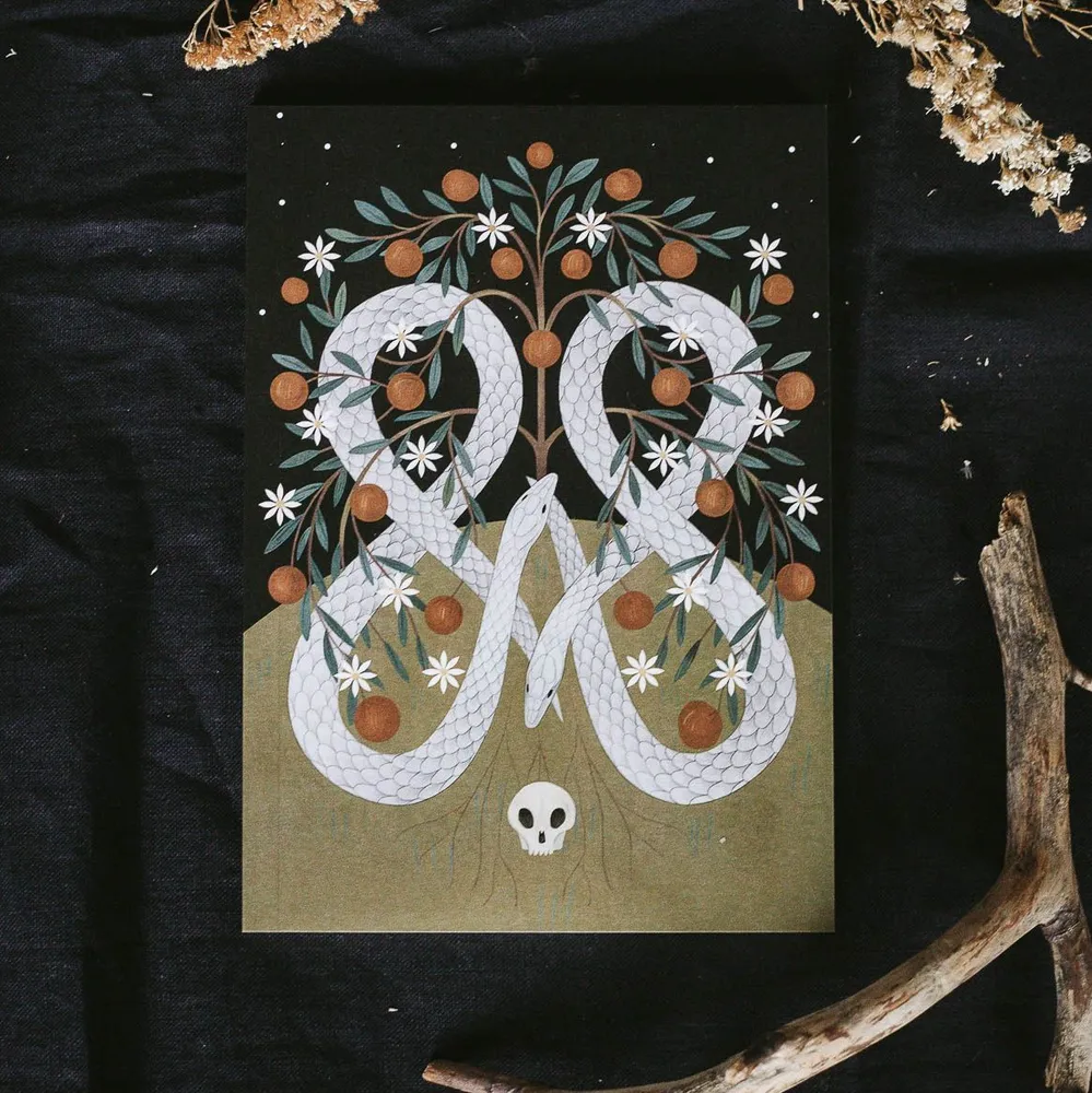 Double Ouroboros A5 Sketchbook – Deer Skull Art Journal, 84 Blank Pages,... - $19.99