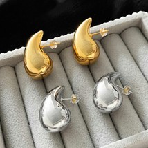 Kylie Earrings | Chunky Vintage Gold Earrings | Chunky Dome Drop Hoop Stud Earri - £9.38 GBP