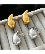 Kylie Earrings | Chunky Vintage Gold Earrings | Chunky Dome Drop Hoop St... - $16.60 CAD