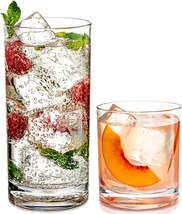 Elegant Acrylic Drinking Glasses [Set of 16] Attractive Clear Plastic Tumblers - £51.18 GBP