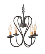 3D WROUGHT IRON HEART CHANDELIER Primitive Country 4 Candle USA Handmade... - $435.52 CAD