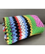 Vintage Handmade Crochet Afghan Blanket 52”x52” – Bright Retro Square Throw - €18,15 EUR