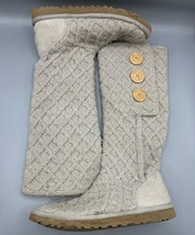 UGG Womens 6 Lattice Cardy Knit Button Boots 6 Beige - $293.95 MXN