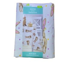 Way to Celebrate Easter PEVA Tablecloth 60x84 Rectangle Country Bunny Ra... - £13.44 GBP