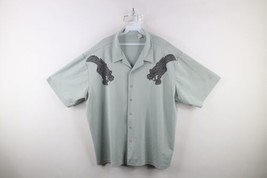 Vintage 90s Mens XL Distressed Dragon Short Sleeve Bowling Button Shirt ... - £41.89 GBP