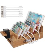 New Bamboo Charging Station &amp; Organizer for Multiple Devices, Wood Deskt... - £31.45 GBP