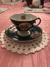 Royal Sealy China Japan Bone China Tea Cup And Saucer Toile Vintage - £19.69 GBP