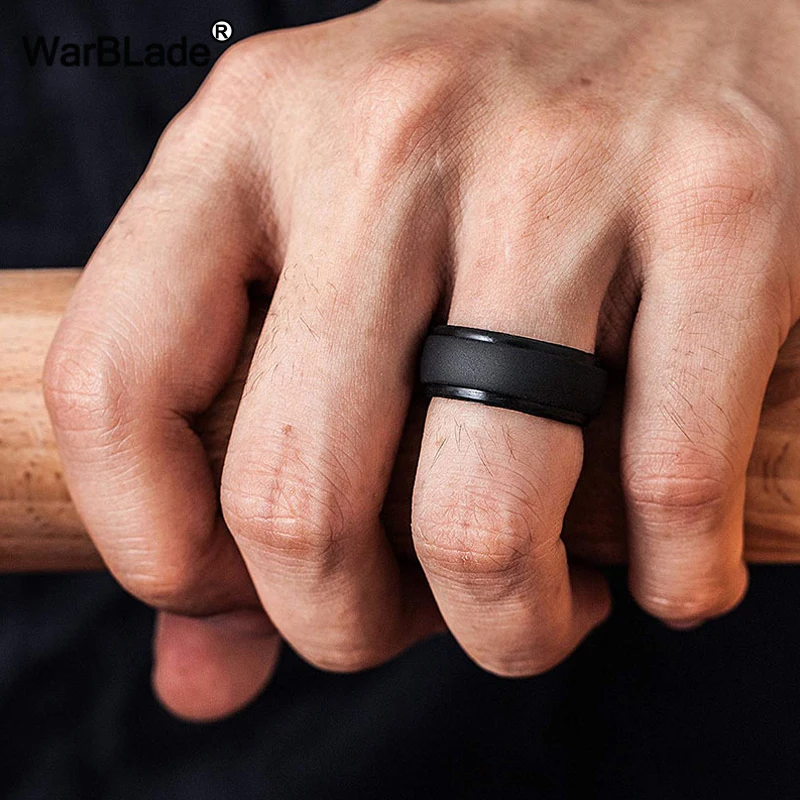 Play WarBLade New Food Grade FDA Silicone Rings Men Wedding Rubber Bands Hypoall - £23.18 GBP