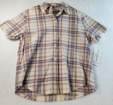 Alfred Dunner Button Up Shirt Womens Petite 6P Multi Plaid Cotton Short Sleeve - £12.31 GBP