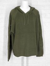 FDJ Crochet Sleeve Hooded Sweater Olive Green NWT XS S XL XXL - $49.50