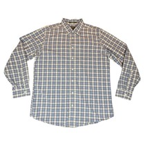 Eddie Bauer Shirt Mens Large Tall Relaxed Fit Blue White Plaid Timeless ... - $17.99