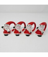 Vintage Santa Claus Ceramic Napkin Rings Christmas Holiday MCM Set of 4 - $24.99