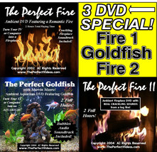 3 DVD Combo Set The Perfect Fire 1 &amp; 2 Real Fireplace Video &amp; Goldfish Aquarium - £15.27 GBP