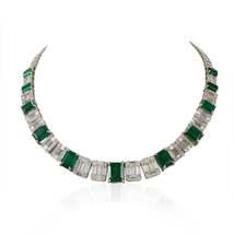 18K Gold Emerald &amp; Diamond Tennis Necklace - £28,054.52 GBP