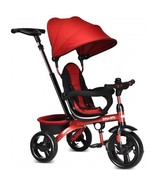 4-in-1 Kids Tricycle with Adjustable Push Handle-Red - Color: Red - $201.90 CAD